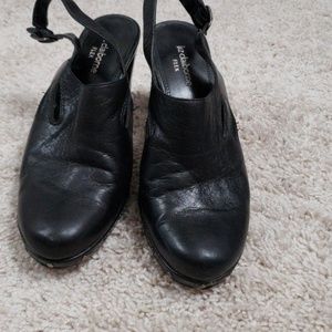 Black heel mules